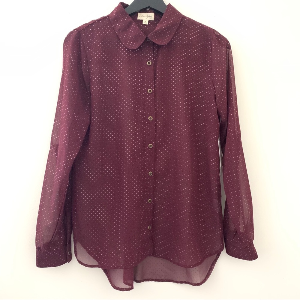 Maison Jules NEW Sheer Long Sleeve Button Shirt